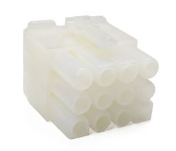 Male .093" Pin & Socket Receptacle Housing with Latch, 12 Circuits, 4x3